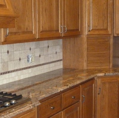 Brown tile backsplash in Indianapolis