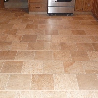 Brown textured tile in a classic kitchen