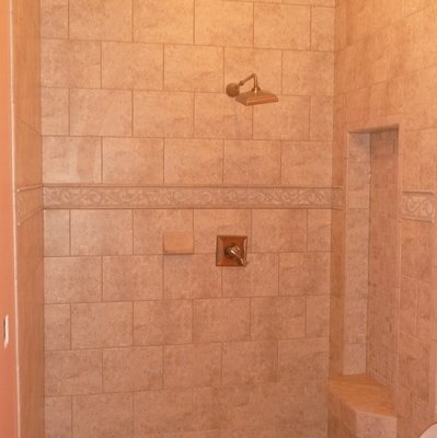 Traditional shower tile remodel